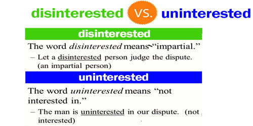 Difference between Disinterested and Uninterested