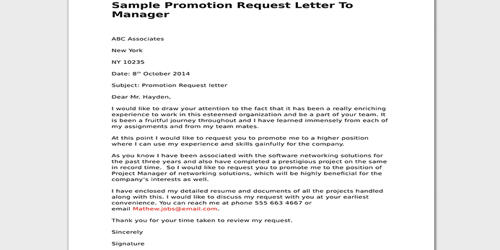 Request Letter for Job Promotion