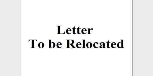 Request Letter to be Relocated