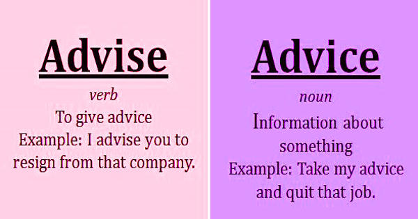 Difference between Advice and Advise