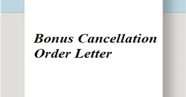 Bonus Cancellation Order Letter