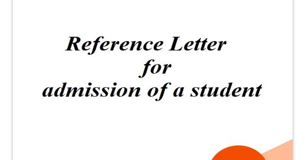 Reference letter for admission of a student