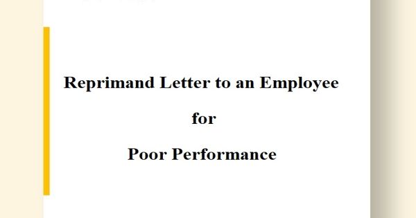 Reprimand Letter to an Employee for Poor Performance