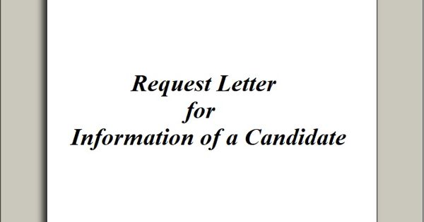 Request Letter for Information of a Candidate