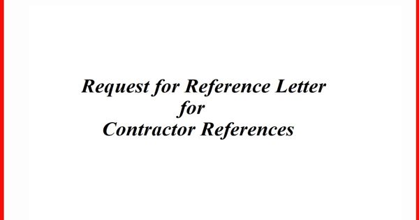 Request for Reference Letter for Contractor References