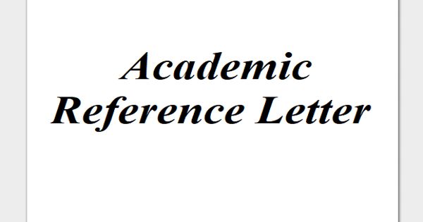 Sample Academic Reference Letter Format