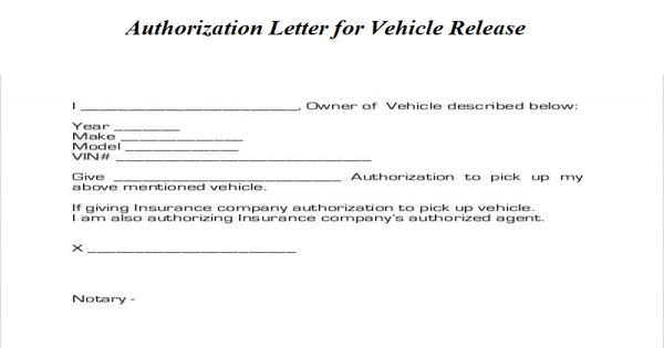 Authorization Letter for Vehicle Release