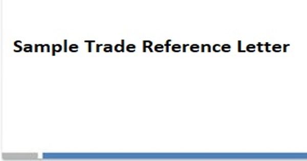 Sample Trade Reference Letter