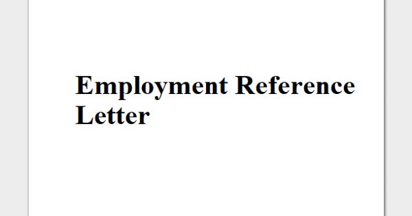Sample Employment Reference Letter Format