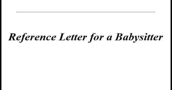 Reference Letter for a Babysitter
