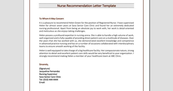 Recommendation Letter For The Job Of Nursing Assignment Point