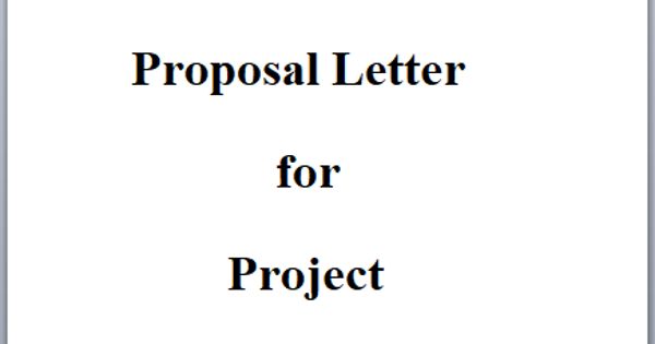 Sample Proposal Letter for Project