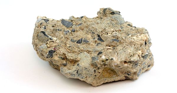 Breccia – a rock composed of broken fragments of minerals