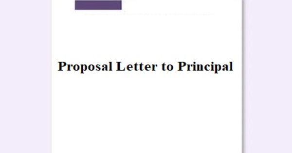 Sample Proposal Letter to Principal