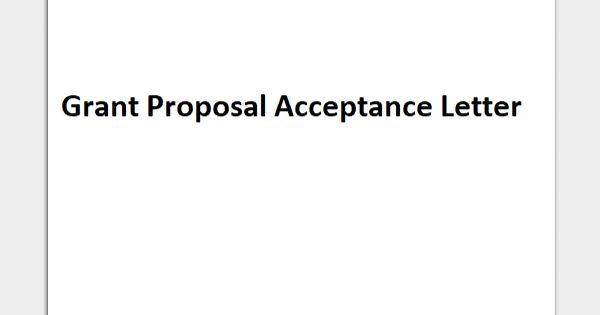 Sample Grant Proposal Acceptance Letter Format