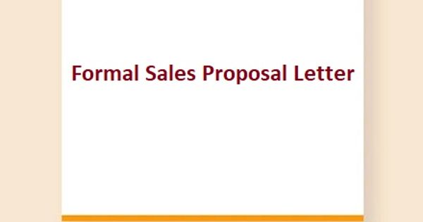 Formal Sales Proposal Letter