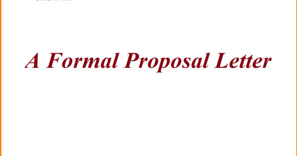 A Formal Proposal Letter