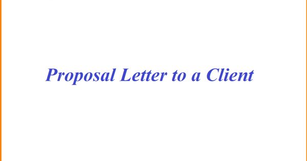 Sample Proposal Letter to a Client