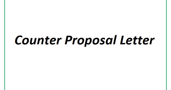 Sample Counter Proposal Letter Format