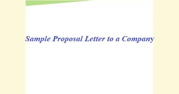 Sample Proposal Letter to a Company