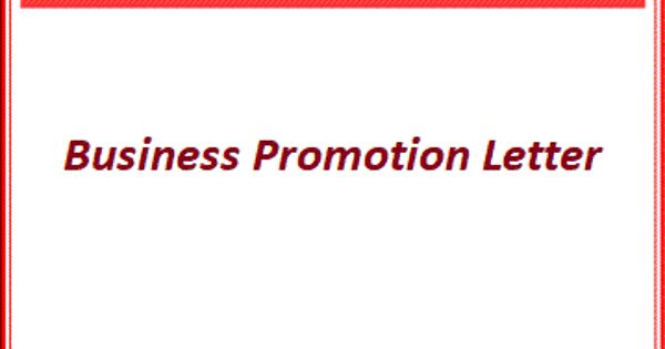 Business Promotion Letter Format