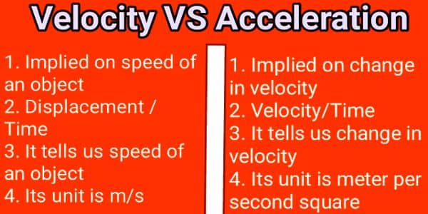 difference in velocity and acceleration