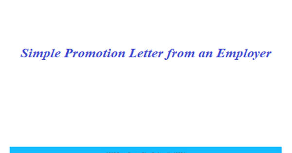 Simple Promotion Letter from an Employer