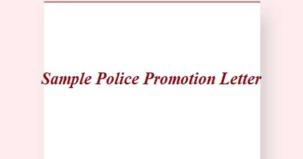 Sample Police Promotion Letter