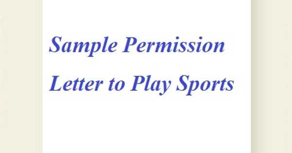 Sample Permission Letter to Play Sports