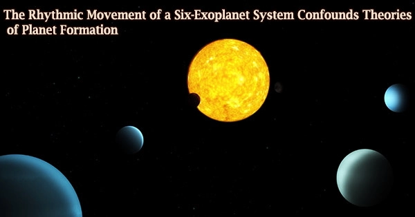 The Rhythmic Movement of a Six-Exoplanet System Confounds Theories of Planet Formation