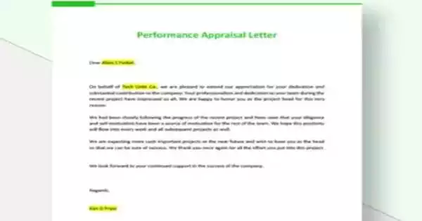 Performance Appraisal Letter