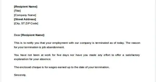 Sample Employment Separation Letter Format