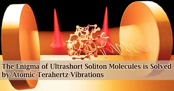 The Enigma of Ultrashort Soliton Molecules is Solved by Atomic Terahertz-Vibrations