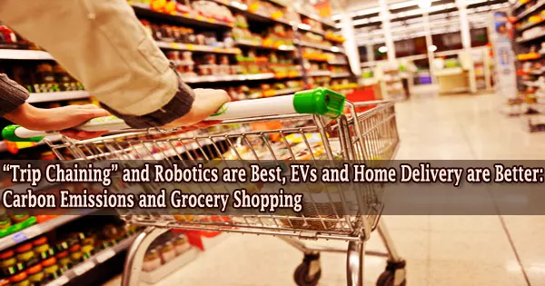 “Trip Chaining” and Robotics are Best, EVs and Home Delivery are Better: Carbon Emissions and Grocery Shopping