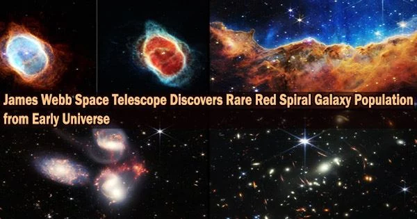 James Webb Space Telescope Discovers Rare Red Spiral Galaxy Population from Early Universe