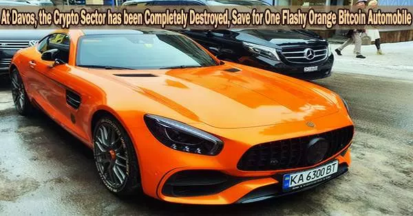 At Davos, the Crypto Sector has been Completely Destroyed, Save for One Flashy Orange Bitcoin Automobile