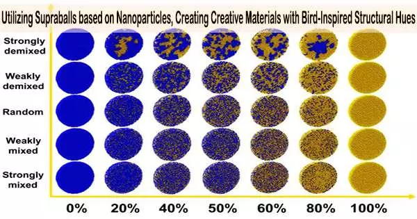 Utilizing Supraballs based on Nanoparticles, Creating Creative Materials with Bird-Inspired Structural Hues