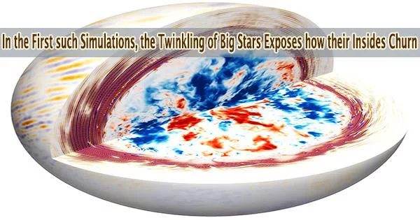 In the First such Simulations, the Twinkling of Big Stars Exposes how their Insides Churn