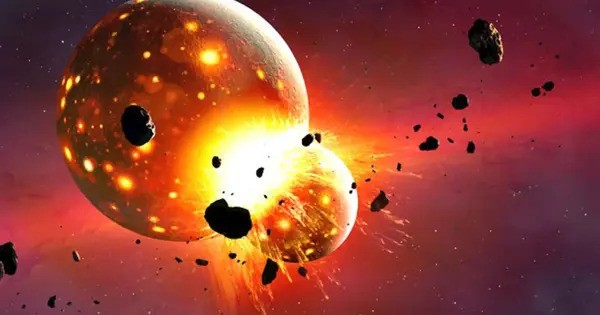 Earth was born dry before a Cosmic impact transformed it into a Blue World